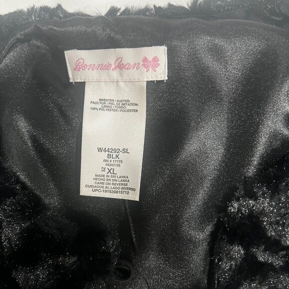 Girls Faux Fur Bolero Jacket Black XL - Picture 6 of 9